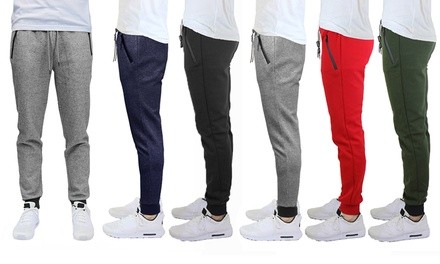 Galaxy By Harvic Men's Marled Tech-Fleece Joggers with Zipper Pockets