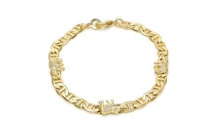 6MM Gold Tone Women Elephant Fancy Bracelet, Mariner Style