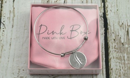 Sterling Silver Monogram Initial Bangle By Pink Box