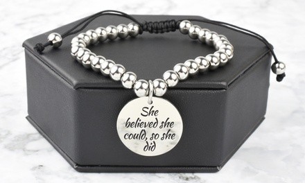 Adjustable Inspirational Charm Bracelet By Pink Box