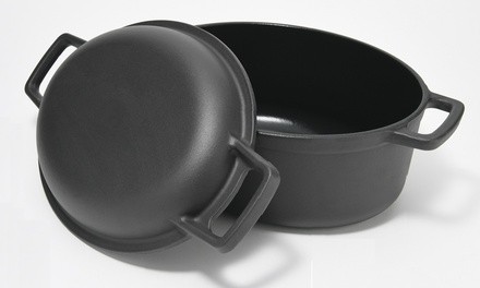 2-in-1 Non-stick Cast-Iron Dutch Oven with Baker Lid