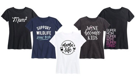 Women's Super Mom, Mommy Shark & Mama Life Tee. Plus Sizes Available.