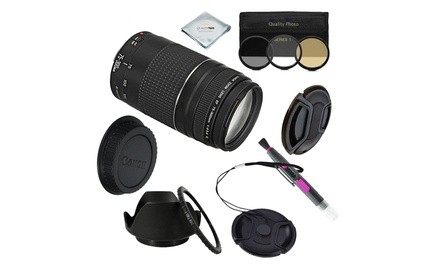 Canon EF 75-300mm f/4-5.6 III Telephoto Zoom Lens for Canon SLR Cameras Bundle (8-Piece)