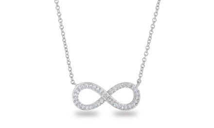 925 Sterling Silver CZ Diamond Classic Infinity Necklace