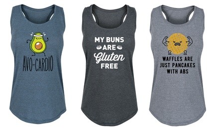 Instant Message: Foodie Inspired Women's Workout-Theme Tank. Plus Sizes Available.