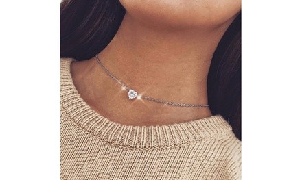 Sexy Heart Choker Necklace in Silver & Gold 