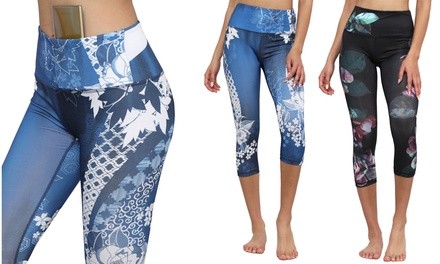 Lock and Love Women's Active Capris in  Print 