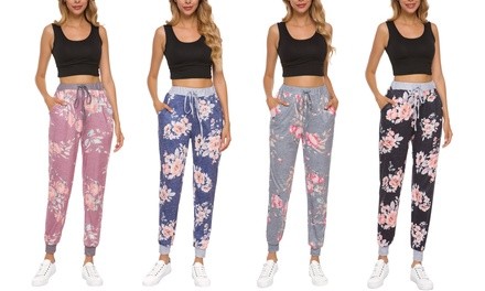 Lilly Posh Women's Drawstring Floral Joggers. Plus Sizes Available.