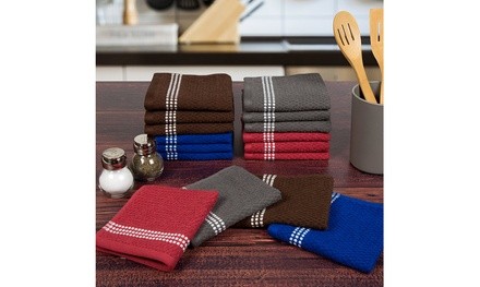 Lavish Home 16 Piece Cotton Popcorn Terry Kitchen Towel Washcloth Set