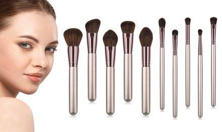 Metallic Glow Makeup Brush Set (10-Piece)