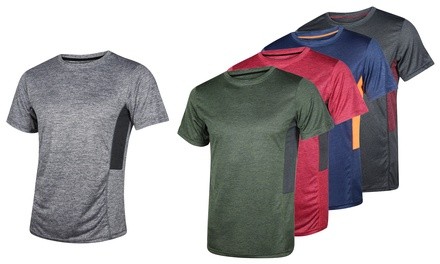 Real Essentials Men's Dry Fit Active T-Shirt with Color Block Sides (5-Pack)