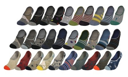 3KB Men's Patterned No Show Socks (30 Pairs)