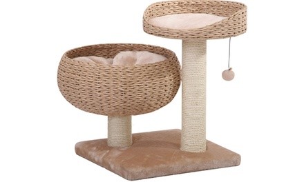 PetPals Cozy Natural Bowl Shaped with Perch Cat Tree 