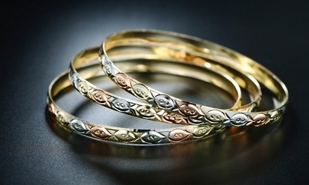 Tri-Tone Bangle Set (3-Piece)