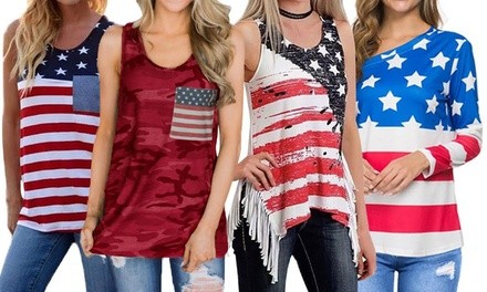 Leo Rosi Women's USA Day Top. Plus Sizes Available. 