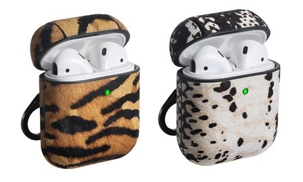 Posh Tech Animal Print Leather Cases for Airpods 1 & 2 (2-Piece)(LED Visible) 