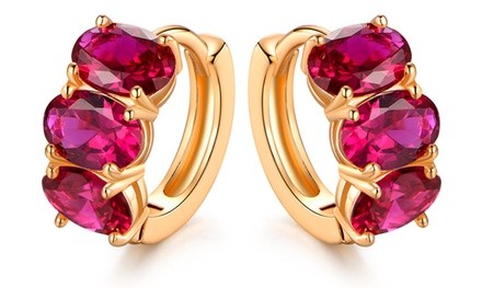 Lab Grown Pink Topaz Hoop Earrings by Gembassy