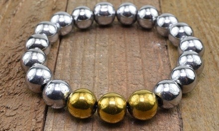 Men's Natural Balancing Hematite Beaded Bracelet by Free Essence