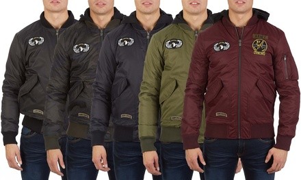 Men's Aeronautical Flight Bomber Jacket with Removable Hood (S-XL)