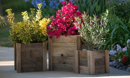 Reclaimed Wooden Patio Garden Planters (1- or 3-Pack)