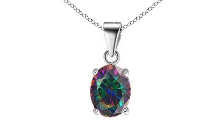 Genuine Rainbow Topaz Necklace in Sterling Silver by Valencia Gems