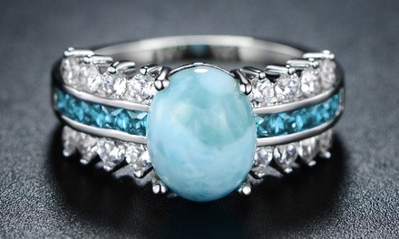 Genuine Larimar and Blue Topaz Ring by Gembassy