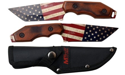 MTech USA Stars and Stripes Stainless Steel Fixed Blade Pakkawood Knife