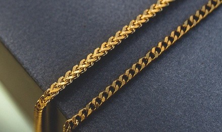 Men's Layered Franco & Cuban Chain in 18k Gold Plated Over Sterling Silver