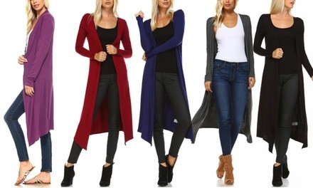 Isaac Liev Women's Getaway Lightweight Long Cardigan. Plus Sizes Available.