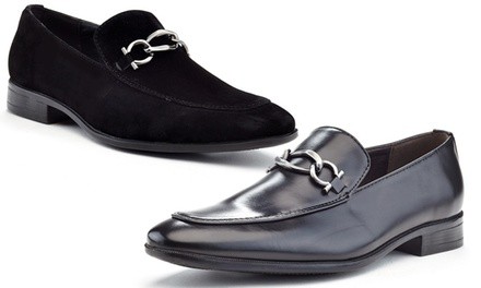 Marco Vitale Men's Slip-On Buckle Dress Loafers