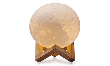 3D Printed Color Changing Rechargeable Moon Nightstand Lamp