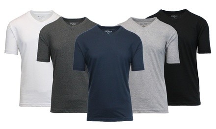 Men's Short-Sleeve V-Neck Undershirt Tees (5-Pack; M-6XL)