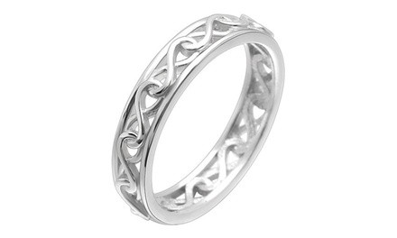 18K White Gold Plated Infinity Eternity Band by Verona 