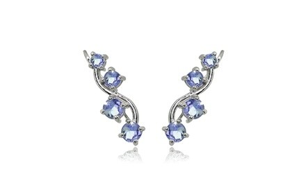 Sterling Silver Tanzanite Vine Climber Crawler Earrings