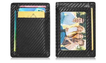 iMounTEK Carbon Fiber RFID Blocking Credit Card Holder Wallet with Cash Pocket