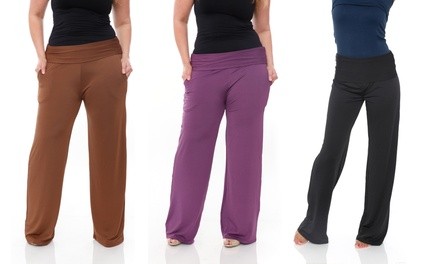 Women's Stretchy Palazzo Pants. Plus Sizes Available.