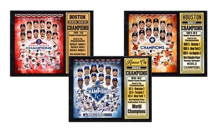 Encore Select MLB Champion Plaques from 2015, 2017 and 2018