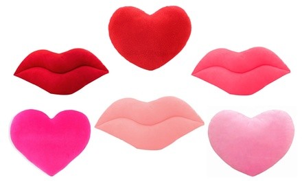 Valentine's Day Hearts and Lips Plush Throw Pillows (1, 2, or 3-Pack)