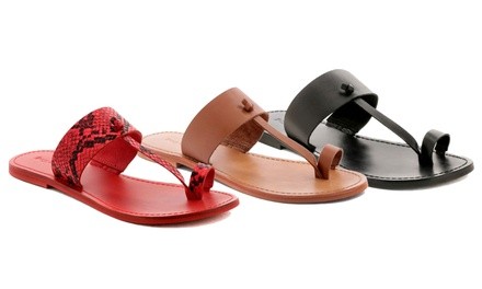 Celebrity NYC Women's Leather Thong Flat Sandals