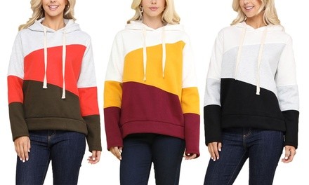 Doublju Color Block Hoodie Sweatshirts. Plus Sizes Available.