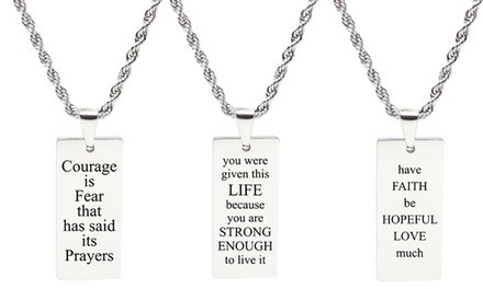 Pink Box Rectangular Inspirational Tag Necklace