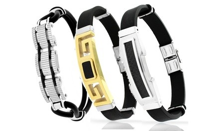 ReLex Men's Stainless Steel Leather or Rubber ID Bracelet