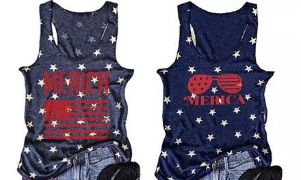 Leo Rosi Women's Merica American Flag Top. Plus Sizes Available.