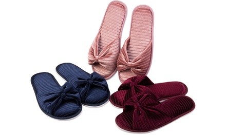 Women's Open-Toe Cozy Suede Slide Indoor House Slippers