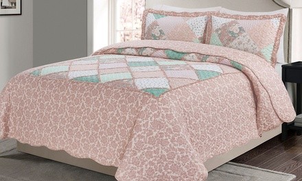 MHF Home Floral Patchwork Reversible Quilt Set (2- or 3-Piece)