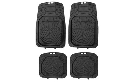 ZYY 4-Piece All-Weather Black Odorless Rubber 3D Car Mats