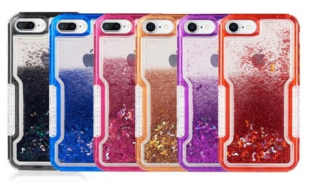 WalvoDesign Heavy Duty Sparkling Flowing Waterfall Liquid Quicksand Phone Case for iPhone 6/ 6S, 7, 8 or 6 / 7 / 8 Plus