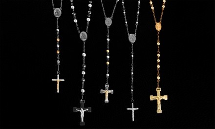 Men's 4-8mm Stainless Steel Rosary Necklaces by Simply Steel