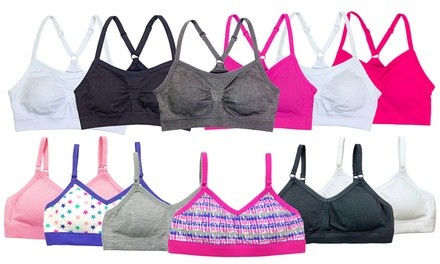 6-Pack Cover Girl Big Girls Cotton Training Bras with Removable Padding