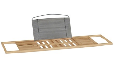 Lavish Home Bamboo Bath Caddy Tray with Extending Sides